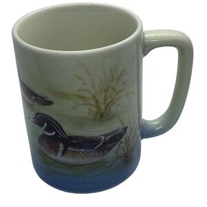 Vintage Otagiri ceramic mug cup three ducks on pond multicolour 8 ozs